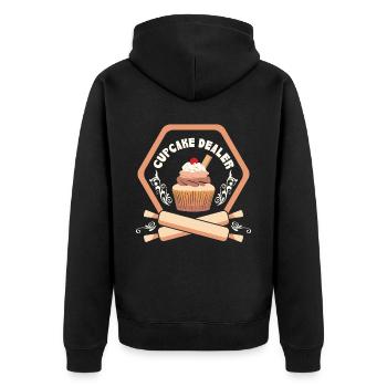 Cupcake design for pastry chef | Cupcake Dealer - Unisex Premium Organic Zip Hoodie - black - Back - Nico (187cm)