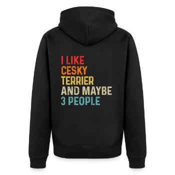 Ich mag Cesky Terrier und vielleicht 3 Personen Hundeliebhaber - Unisex Premium Bio Zip Hoodie - Schwarz - Hinten - Nico (187cm)
