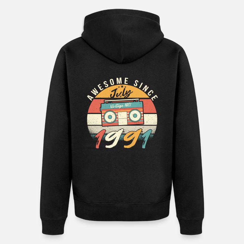 Legendärer Juli 1991 - Unisex Premium Bio Zip Hoodie - Schwarz