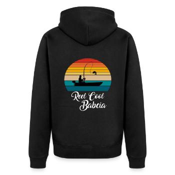 Reel Cool Babcia Fishing Gifts - Unisex Premium Bio Zip Hoodie - Schwarz - Hinten - Nico (187cm)