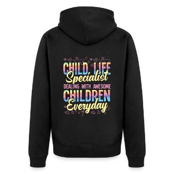 Dealing With Awesome Children Everyday - Unisex Premium Organic Zip Hoodie - black - Back - Nico (187cm)
