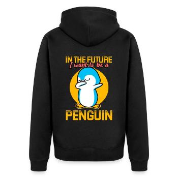 In The Future I Want To Be A Penguin - Unisex Premium Organic Zip Hoodie - black - Back - Nico (187cm)