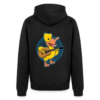 Duck Playing Guitar - Unisex Premium Organic Zip Hoodie - black - Back - Nico (187cm)