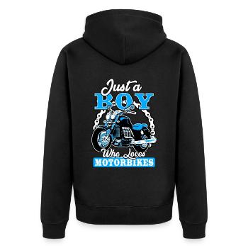 Just A Boy Who Loves Motorbikes - Unisex Premium Organic Zip Hoodie - black - Back - Nico (187cm)