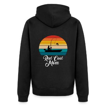 Reel Cool Mom Fishing Gifts - Unisex Premium Bio Zip Hoodie - Schwarz - Hinten - Nico (187cm)