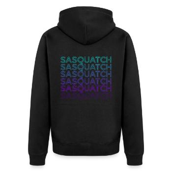 Sasquatch Bigfoot Retro - Unisex Premium Bio Zip Hoodie - Schwarz - Hinten - Nico (187cm)