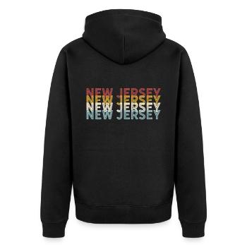US 70s Retro State Vintage New Jersey - Unisex Premium Organic Zip Hoodie - black - Back - Nico (187cm)