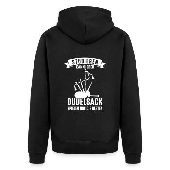 Studieren Kann Jeder Dudelsack Nur Die Besten - Unisex Premium Bio Zip Hoodie - Schwarz - Hinten - Nico (187cm)