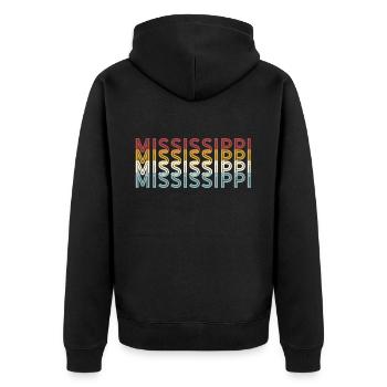 US 70s Retro State Vintage Mississippi - Veste à capuche bio Premium Unisexe - noir - Dos - Nico (187cm)
