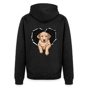 Labrador Tear Torn Hole Heart Dog Face - Veste à capuche bio Premium Unisexe - noir - Dos - Nico (187cm)