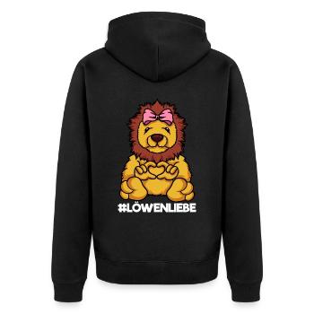 Löwenliebe Löwenmama Löwe Mama Herz - Unisex Premium Bio Zip Hoodie - Schwarz - Hinten - Nico (187cm)