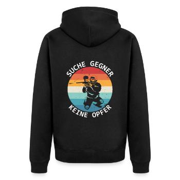 Paintball Search Opponents No Victims - Unisex Premium Organic Zip Hoodie - black - Back - Nico (187cm)