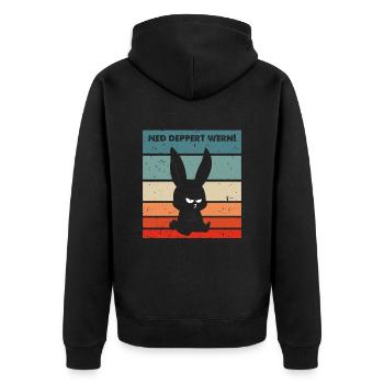 Ned deppert werden lustiger Spruch lustiger Hase - Unisex Premium Bio Zip Hoodie - Schwarz - Hinten - Nico (187cm)