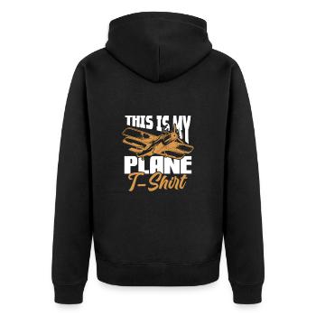 Pilot Flugzeug Fliegen Flieger Geschenk - Unisex Premium Bio Zip Hoodie - Schwarz - Hinten - Nico (187cm)