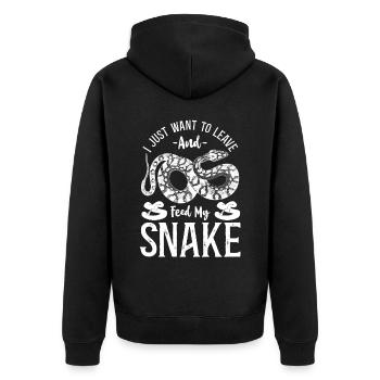 Snake Serpent Vintage I Just Want - Unisex Premium Bio Zip Hoodie - Schwarz - Hinten - Nico (187cm)