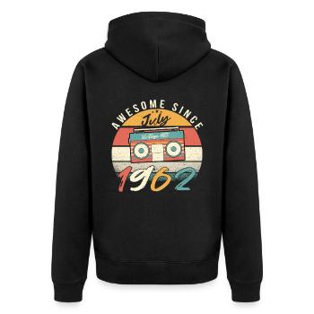 1962 Juli 60ter Geburtstag - Unisex Premium Bio Zip Hoodie - Schwarz - Hinten - Nico (187cm)
