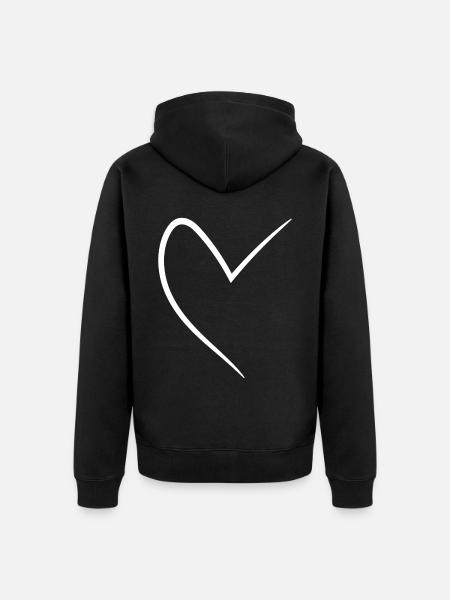 White Half Heart - Unisex Premium Organic Zip Hoodie - black