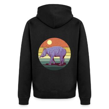 Tapire Tiermotiv Tapir Tag - Unisex Premium Bio Zip Hoodie - Schwarz - Hinten - Nico (187cm)