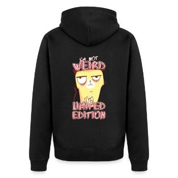 Annoyed Cartoon Cat - Limited Edition - Saying - Unisex Premium Organic Zip Hoodie - black - Back - Nico (187cm)