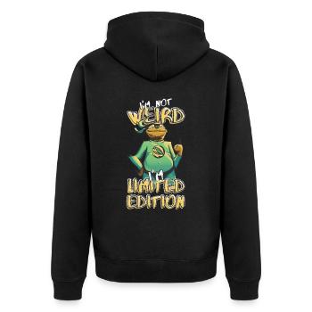 Cooles Cartoon Faultier - Limited Edition - Spruch - Unisex Premium Bio Zip Hoodie - Schwarz - Hinten - Nico (187cm)