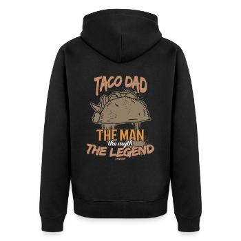 Taco Dad The Man The Myth The Legend - Unisex Premium Bio Zip Hoodie - Schwarz - Hinten - Nico (187cm)