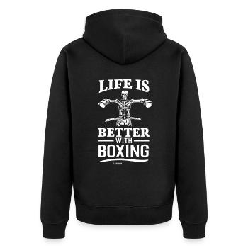 La vie est meilleure avec la boxe - Veste à capuche bio Premium Unisexe - noir - Dos - Nico (187cm)