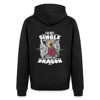 I'm Not Single I Have A Dragon - Unisex Premium Bio Zip Hoodie - Schwarz - Hinten - Nico (187cm)