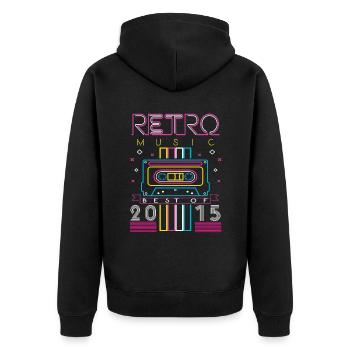 Le meilleur de 2015 Retro Cassette Vintage Anniversaire - Veste à capuche bio Premium Unisexe - noir - Dos - Nico (187cm)