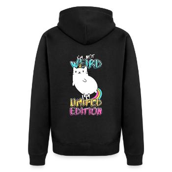 Kittycorn Cartoon Unicorn Cat - Édition Limitée - Veste à capuche bio Premium Unisexe - noir - Dos - Nico (187cm)