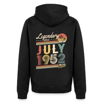 Legendary Since July 1952 Limited Edition - Unisex Premium Bio Zip Hoodie - Schwarz - Hinten - Nico (187cm)