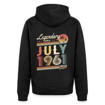 Legendary Since July 1961 Limited Edition - Unisex Premium Bio Zip Hoodie - Schwarz - Hinten - Nico (187cm)