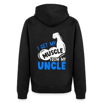 Je reçois mes muscles de mon oncle meilleur oncle de tous les temps - Veste à capuche bio Premium Unisexe - noir - Dos - Nico (187cm)