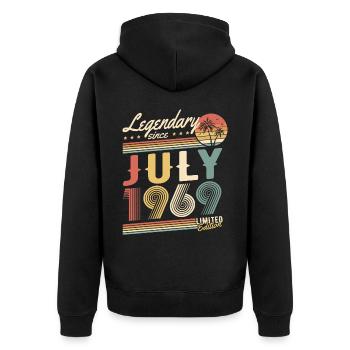 Legendary Since July 1969 Limited Edition - Unisex Premium Bio Zip Hoodie - Schwarz - Hinten - Nico (187cm)
