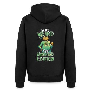 Cooles Cartoon Faultier - Limited Edition - Spruch - Unisex Premium Bio Zip Hoodie - Schwarz - Hinten - Nico (187cm)