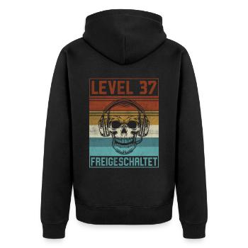 37. Geburtstag Gamer Level 37 Jahre - Unisex Premium Bio Zip Hoodie - Schwarz - Hinten - Nico (187cm)