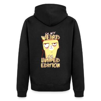 Annoyed Cartoon Cat - Limited Edition - Saying - Unisex Premium Organic Zip Hoodie - black - Back - Nico (187cm)