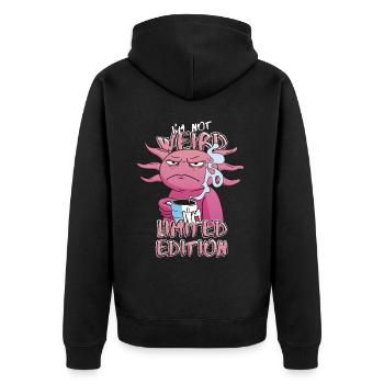 Annoyed Cartoon Axolotl - Limited Edition Saying - Unisex Premium Organic Zip Hoodie - black - Back - Nico (187cm)