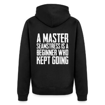 A Master Seamstress - Unisex Premium Organic Zip Hoodie - black - Back - Nico (187cm)