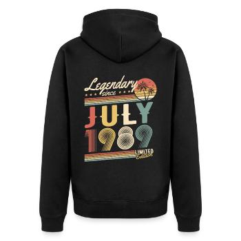 Legendary Since July 1989 Limited Edition - Unisex Premium Bio Zip Hoodie - Schwarz - Hinten - Nico (187cm)