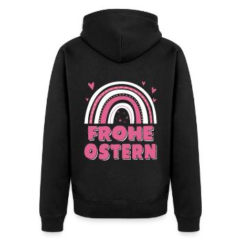 Oster Regenbogen Frohe Ostern - Unisex Premium Bio Zip Hoodie - Schwarz - Hinten - Nico (187cm)