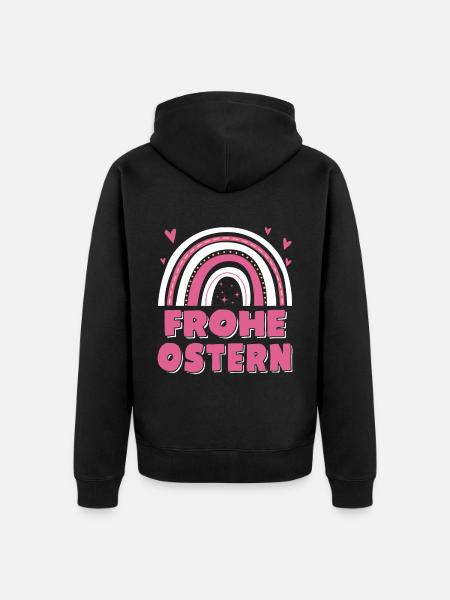 Oster Regenbogen Frohe Ostern - Unisex Premium Bio Zip Hoodie - Schwarz