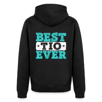 Best Tio Ever Proud Uncle Best Uncle Ever - Unisex Premium Bio Zip Hoodie - Schwarz - Hinten - Nico (187cm)