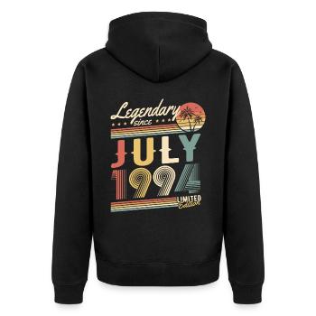Legendary Since July 1994 Limited Edition - Unisex Premium Bio Zip Hoodie - Schwarz - Hinten - Nico (187cm)