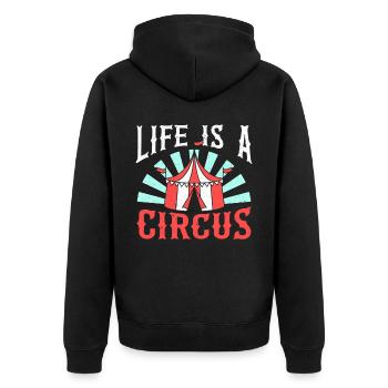 Life Is A Circus Security Carnival Ringmaster - Unisex Premium Organic Zip Hoodie - black - Back - Nico (187cm)