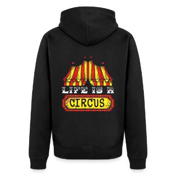 Life Is A Circus Security Carnival Ringmaster - Unisex Premium Organic Zip Hoodie - black - Back - Nico (187cm)