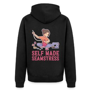 Self Made Seamstress - Unisex Premium Organic Zip Hoodie - black - Back - Nico (187cm)