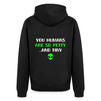 Alien Galaxy Ufo Außerirdische Raumschiff Weltall - Unisex Premium Bio Zip Hoodie - Schwarz - Hinten - Nico (187cm)