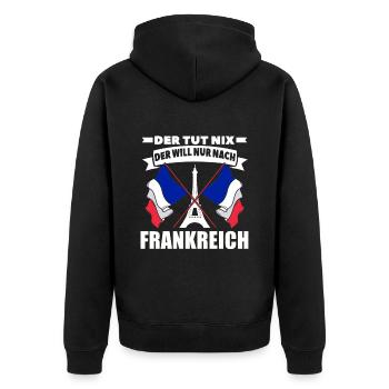 Frankreich - Unisex Premium Bio Zip Hoodie - Schwarz - Hinten - Nico (187cm)