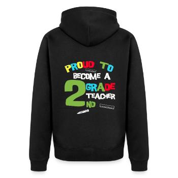 Teacher Tshirt 2nd grade Teacher Training Teacher School - Unisex Premium Organic Zip Hoodie - black - Back - Nico (187cm)