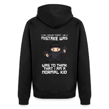 Ninja - Unisex Premium Organic Zip Hoodie - black - Back - Nico (187cm)